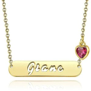 Personalized Jewelry | Birthstone Attractive Beautiful Classic Name Necklace Gold – Womens