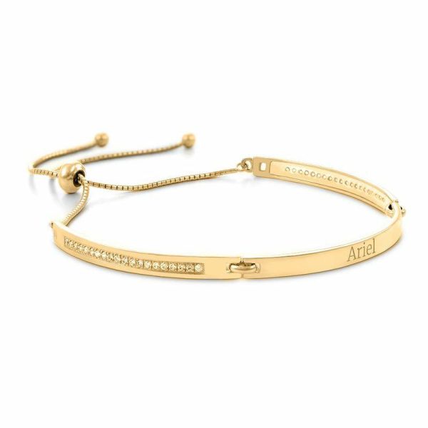 Personalized Jewelry | Circle Engraving/Engraved Delicate Chain Name Bracelets Gold – Womens