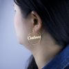 Personalized Jewelry | Circle Name Earrings Gold – Womens