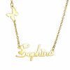 Personalized Jewelry | Custom 18k Gold Plated Butterfly Name Necklace Christmas Gifts Gold – Womens