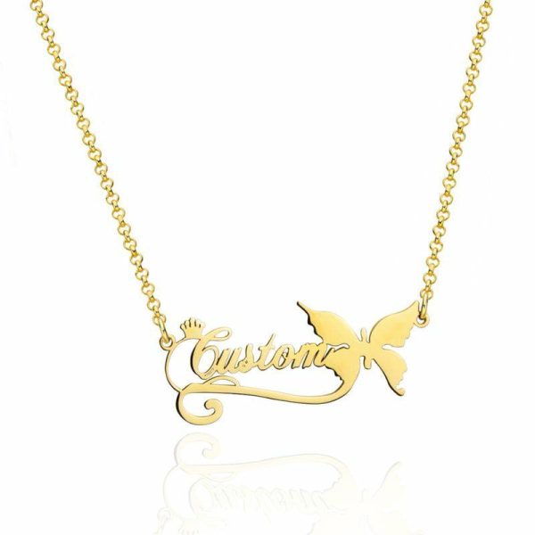 Personalized Jewelry | Custom Butterfly Name Necklace Gold – Womens