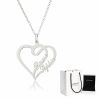 Personalized Jewelry | Custom Family Heart Two Name Necklace Birthday Gifts Silver – Womens