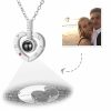 Personalized Jewelry | Custom Sterling Silver Birthstone Heart Photo Necklace With Cubic Zirconia Silver – Womens