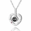 Personalized Jewelry | Custom Sterling Silver Birthstone Heart Photo Necklace With Cubic Zirconia Silver – Womens