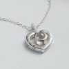 Personalized Jewelry | Custom Sterling Silver Birthstone Heart Photo Necklace With Cubic Zirconia Silver – Womens