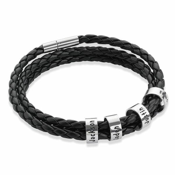 Personalized Jewelry | Engraving/Engraved Men’s Name Bracelets With Beads Silver – Womens