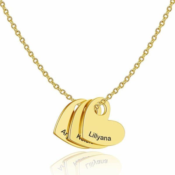 Personalized Jewelry | Family Heart Engraved Necklace Gold – Womens