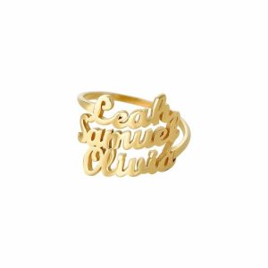 Personalized Jewelry | Family Letter Dainty Name Rings Gold – Womens