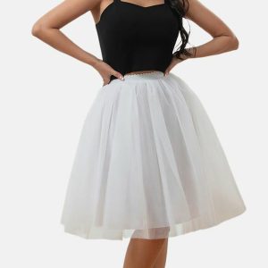 Petticoats | A-Line Slip Knee-Length 5 Tiers Petticoats White – Womens