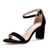 Pumps | Women’s Ankle Strap Sandals Daily Party Prom Evening Cocktail Elegant Sexy Suede Block Heel Open Toe Solid Color Buckle Shoes Black – Womens