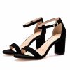 Pumps | Women’s Ankle Strap Sandals Daily Party Prom Evening Cocktail Elegant Sexy Suede Block Heel Open Toe Solid Color Buckle Shoes Black – Womens