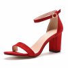 Pumps | Women’s Ankle Strap Sandals Daily Party Prom Evening Cocktail Elegant Sexy Suede Block Heel Open Toe Solid Color Buckle Shoes Black – Womens