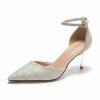 Pumps | Women’s Bridesmaid Shoes Ankle Strap Heels Wedding Work Party Prom Evening Elegant Simple Glitter High Heel Point Toe Solid Color Buckle Shoes White – Womens