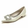 Pumps | Women’s Flats Wedding Work Party Elegant Office Patent Leather Low Heel Point Toe Closed Toe Crystal Slip On Shoes Beige – Womens