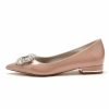 Pumps | Women’s Flats Wedding Work Party Elegant Office Patent Leather Low Heel Point Toe Closed Toe Crystal Slip On Shoes Beige – Womens