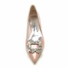 Pumps | Women’s Flats Wedding Work Party Elegant Office Patent Leather Low Heel Point Toe Closed Toe Crystal Slip On Shoes Beige – Womens