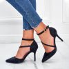 Pumps | Women’s Heels Ankle Strap Heels Work Party Prom Evening Elegant Office Microfiber High Heel Point Toe Solid Color Buckle Shoes Black – Womens