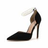 Pumps | Women’s Heels Elegant Chain Pearl Point Toe High Heel Party Evening Shoes Black – Womens