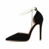 Pumps | Women’s Heels Elegant Chain Pearl Point Toe High Heel Party Evening Shoes Black – Womens