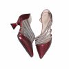 Pumps | Women’s Heels Party Evening Patent Leather Spool Heel Point Toe Rhinestone Slip On Shoes Burgundy – Womens