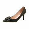 Pumps | Women’s Heels Work Office PU Leather High Heel Point Toe Solid Color Slip On Shoes Black – Womens