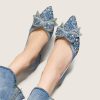 Pumps | Women’s Pumps Daily Party Casual Satin Low Heel Point Toe Bowknot Rhinestone Sequin Color Block Slip On Shoes Blue – Womens