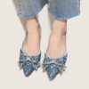 Pumps | Women’s Pumps Daily Party Casual Satin Low Heel Point Toe Bowknot Rhinestone Sequin Color Block Slip On Shoes Blue – Womens