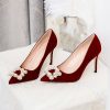 Pumps | Women’s Pumps Elegant Office Rhinestone Pearl High Heel Heels Suede Evening Work Party Shoes Burgundy – Womens