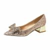 Pumps | Women’s Pumps Party Evening Elegant Glitter Chunky Heel Point Toe Bowknot Solid Color Slip On Shoes Champagne – Womens