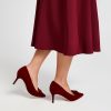 Pumps | Women’s Pumps Party Evening Elegant Suede High Heel Point Toe Bowknot Pearl Rhinestone Solid Color Slip On Shoes Burgundy – Womens