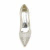 Pumps | Women’s Pumps Wedding Party Elegant PU Leather Chunky Heel Block Heel Point Toe Rhinestone Slip On Shoes Silver – Womens