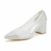 Pumps | Women’s Pumps Wedding Party Elegant PU Leather Chunky Heel Block Heel Point Toe Rhinestone Slip On Shoes Silver – Womens