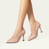 Pumps | Women’s Pumps Work Simple Office PU Leather Flare Heel Point Toe Solid Color Slip On Shoes Nude – Womens