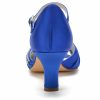 Pumps | Women’s Sandals Wedding Party Elegant Party Sexy Satin Kitten Heel Open Toe Buckle Rhinestone Shoes Dark Blue – Womens