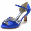 Pumps | Women’s Sandals Wedding Party Elegant Party Sexy Satin Kitten Heel Open Toe Buckle Rhinestone Shoes Dark Blue – Womens