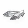 Pumps | Women’s Slingbacks Daily Cocktail Casual Sequin Chunky Heel Low Heel Point Toe Slip On Shoes Silver – Womens