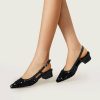 Pumps | Women’s Slingbacks Work Daily Casual Glitter Chunky Heel Low Heel Point Toe Sequin Solid Color Slip On Shoes Black – Womens