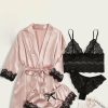 Robes | Lace Bridesmaid Bride Women multi-piece Robes/Pajamas Champagne – Womens