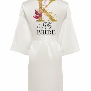 Robes | Personalized Polyester Bridesmaid Bride Mom Women Robes Personalized Robes/Pajamas White – Womens