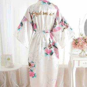 Robes | Personalized Silk Bridesmaid Women Robes White – Womens