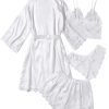 Robes | Sexy Bride Robes Lace Polyester Lingerie Set Robes White – Womens