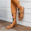 Sandals | Women’s Sandals Beach Daily Boho Casual Leatherette Gladiator Sandals Roman Sandals Flat Heel Open Toe Summer Buckle Shoes Brown – Womens