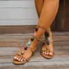 Sandals | Women’s Sandals Beach Daily Boho Casual Leatherette Gladiator Sandals Roman Sandals Flat Heel Open Toe Summer Buckle Shoes Brown – Womens