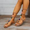 Sandals | Women’s Sandals Beach Daily Boho Casual Leatherette Gladiator Sandals Roman Sandals Flat Heel Open Toe Summer Buckle Shoes Brown – Womens