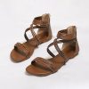 Sandals | Women’s Sandals Beach Daily Boho Casual PU Leather Gladiator Sandals Roman Sandals Flat Heel Open Toe Summer Zipper Shoes Brown – Womens