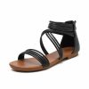 Sandals | Women’s Sandals Beach Daily Boho Casual PU Leather Gladiator Sandals Roman Sandals Flat Heel Open Toe Summer Zipper Shoes Brown – Womens