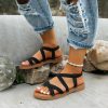 Sandals | Women’s Sandals Beach Daily Casual Cloth Gladiator Sandals Flat Heel Open Toe Summer Slip On Shoes Black – Womens