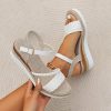 Sandals | Women’s Sandals Beach Daily Casual Leatherette Flatform Sandals Platform Sandals Wedge Heel Platform Open Toe Color Block Summer Buckle Shoes White – Womens