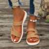 Sandals | Women’s Sandals Beach Daily Casual PU Leather Slippers Flat Heel Open Toe Rhinestone Summer Slip On Shoes Gold – Womens