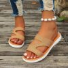 Sandals | Women’s Sandals Beach Daily Casual PU Leather Slippers Flat Heel Open Toe Rhinestone Summer Slip On Shoes Gold – Womens